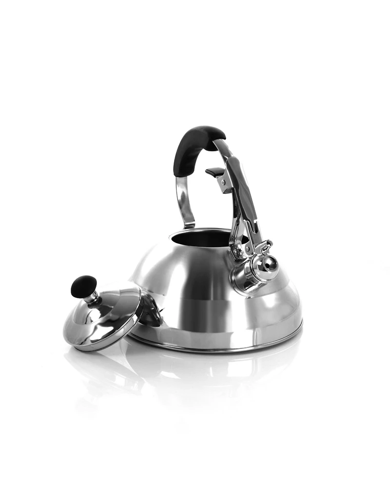 MegaChef 2.7 Quart Stovetop Whistling Kettle in Brushed Silver