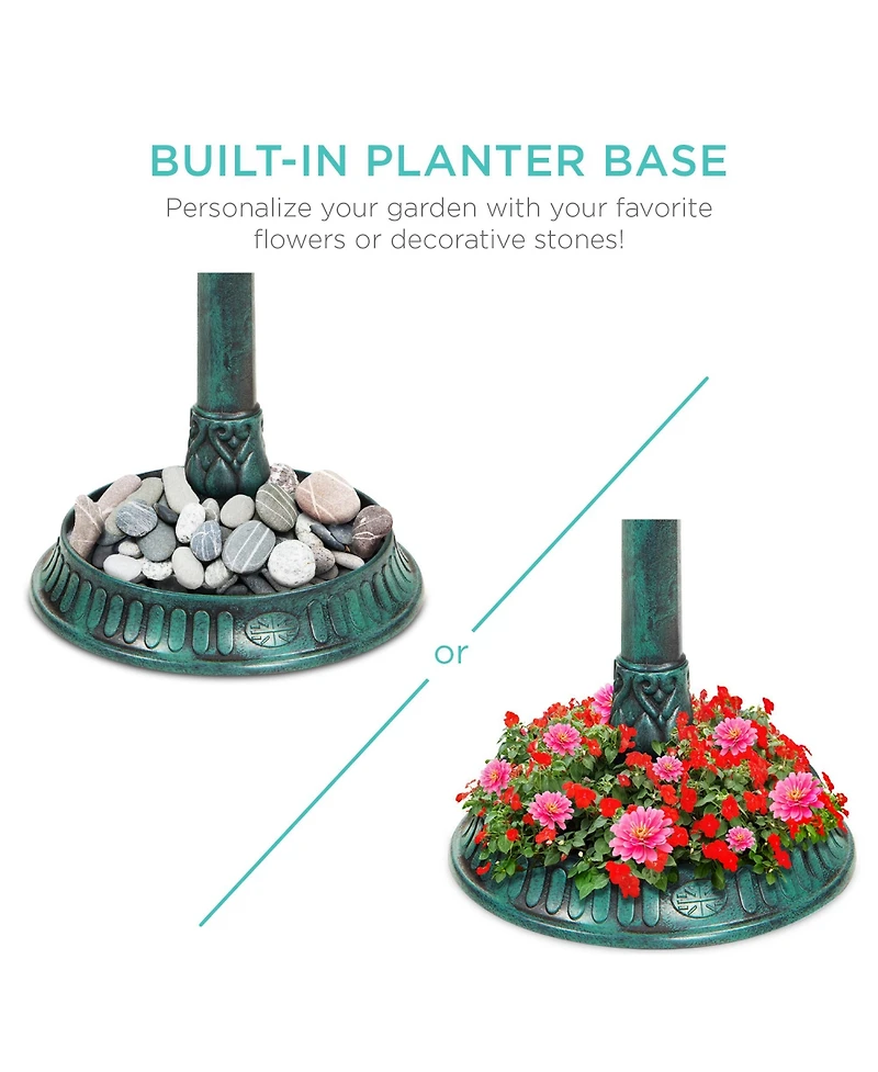Best Choice Products Solar Outdoor Bird Bath Pedestal Fountain Garden Decoration w/ Fillable Planter Base