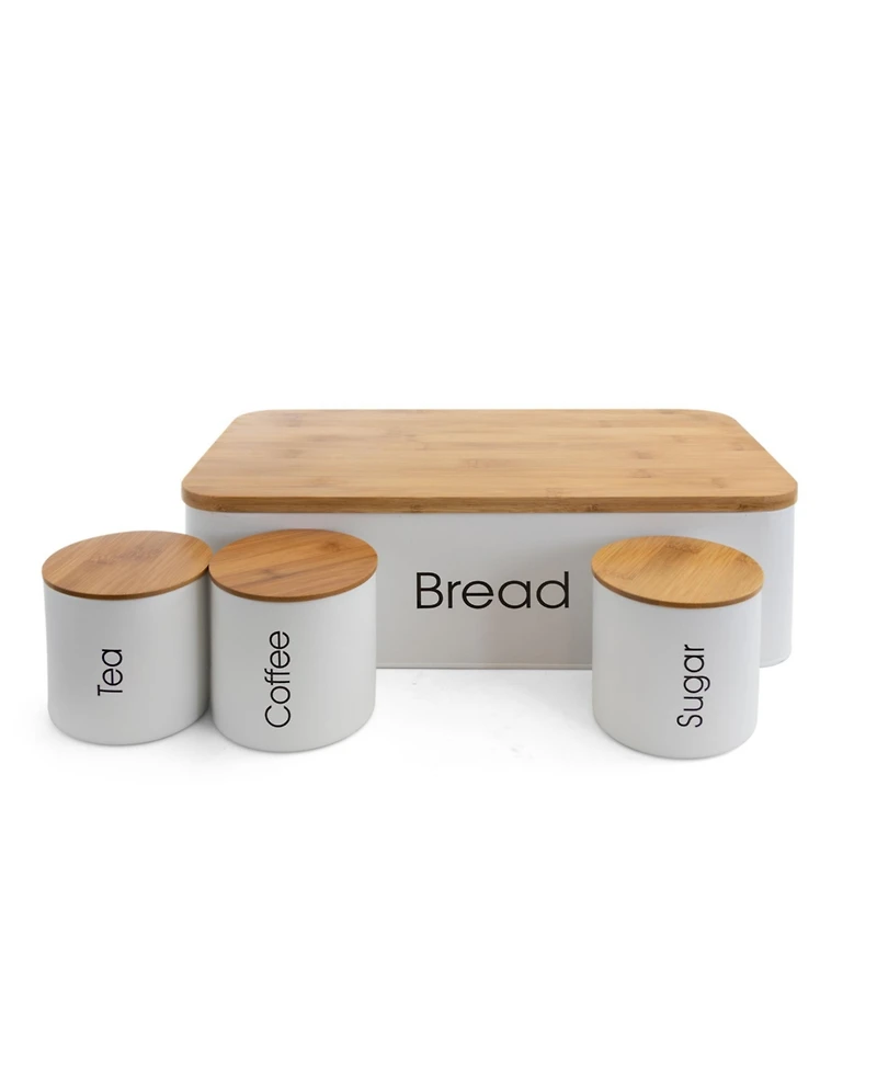 MegaChef Kitchen Food Storage and Organization 4 Piece Canister Set in White