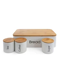 MegaChef Kitchen Food Storage and Organization 4 Piece Canister Set in White