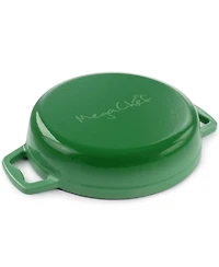 MegaChef 2 Quart Round Enameled Cast Iron Braiser Pan in Dark Blue