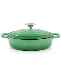 MegaChef 2 Quart Round Enameled Cast Iron Braiser Pan in Dark Blue