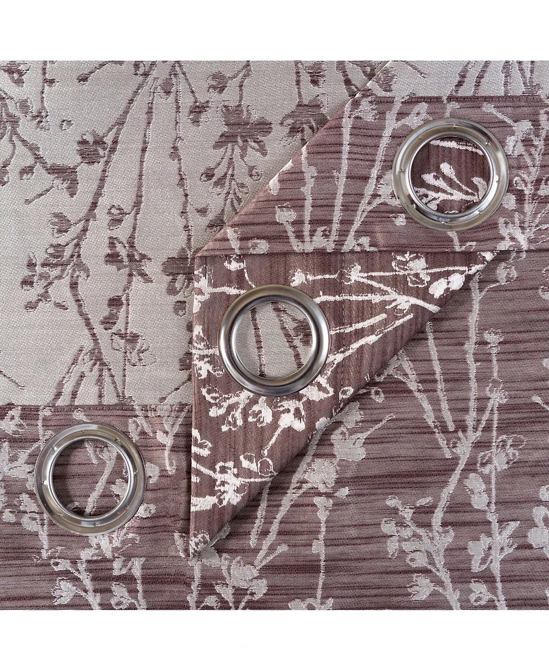 Chanasya Premium 2-Panel Floral Jacquard Textured Beige Curtains with Grommets for Windows Living Room Bedroom Office