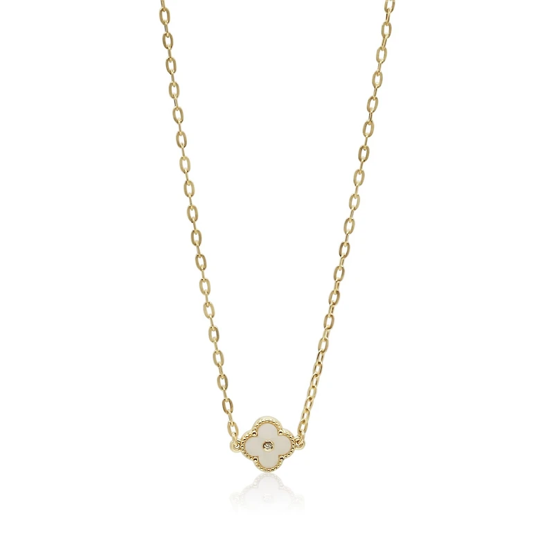 Bowood Lane Non-Tarnishing Mother of Pearl Clover Necklace
