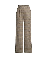 Lands' End Plus Brushed Flannel High Rise Pleated Wide Leg Pants
