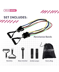 HolaHatha Resistance Band 110lb Maximum Workout Set with 5 Bands and 2 Handles