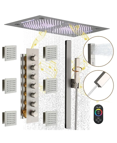 Casainc 6-Spray Dual Shower Head Ceiling Mount Fixed Handheld System Faucet