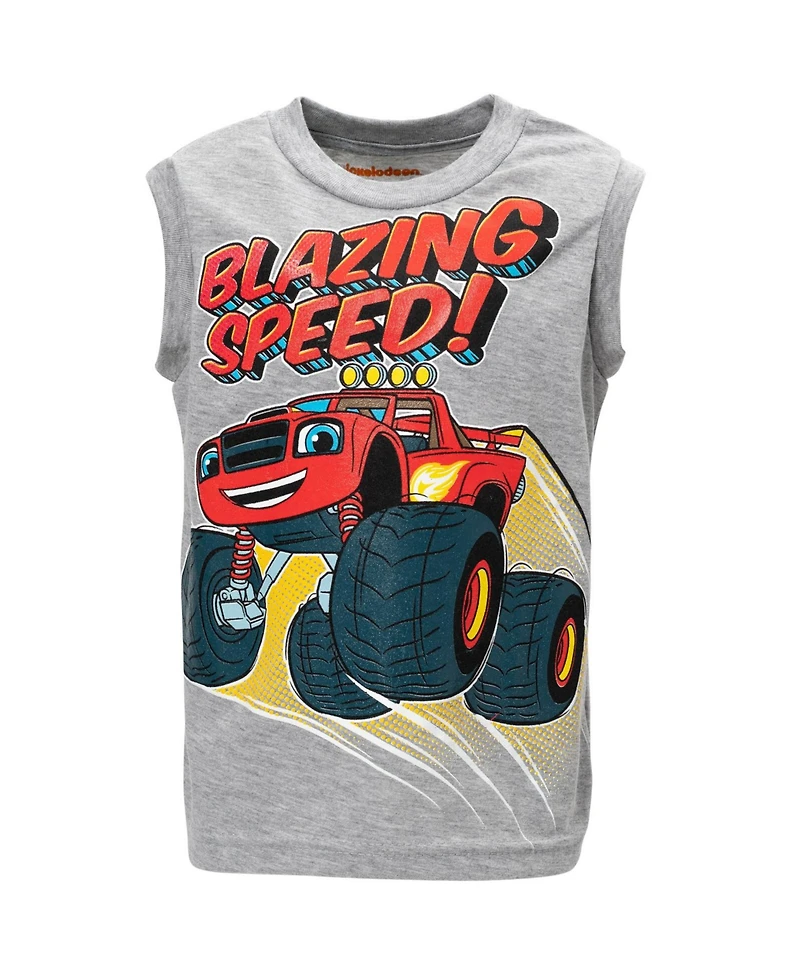 Blaze and the Monster Machines Little Boys Pullover T-Shirt Tank Top Bike Shorts French Terry 3 Piece Outfit Set