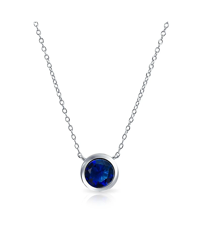 Bling Jewelry Classic Cubic Zirconia 2CT Round Cz Bezel Set Pendant Necklace Sterling Silver
