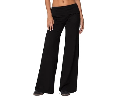 Edikted Womens Wide Leg Fold Over Pants