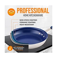 NutriChef 12'' Large Fry Pan with Lid - Non-stick Pan with Silicone Handle, Ceramic Coating Inside