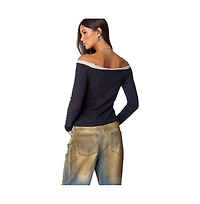 Edikted Womens Off Shoulder Thermal Top