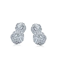 Bling Jewelry Solid Double Sided Twist Love Knot Woven Braided French Style Fixed Bar Backing Shirt Cufflinks Executive Groom Gift .925 Sterling Silve