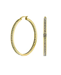 Bling Jewelry Round Channel Set Cz Hoop Earrings Silver Gold Tone Black Stainless Steel 2" Diameter