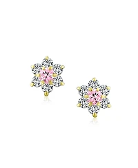 Bling Jewelry Tiny Cubic Zirconia Cz Flower Stud Earrings 14K Real Gold Screw back