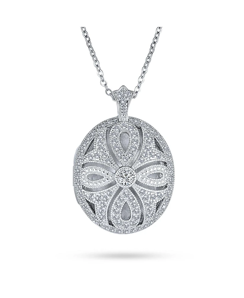 Bling Jewelry Keepsake Victorian Filigree Perfume Essential Oil Diffuser Oval Infinity Cross Locket Necklace
