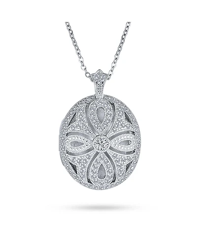 Bling Jewelry Keepsake Victorian Filigree Perfume Essential Oil Diffuser Oval Infinity Cross Locket Necklace