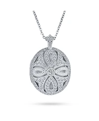 Bling Jewelry Keepsake Victorian Filigree Perfume Essential Oil Diffuser Oval Infinity Cross Locket Necklace