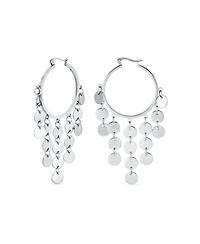 Bling Jewelry Fashion Boho Sequin Coin Dangle Hoop Huggie Earrings Silver Tone Rose Gold Plated