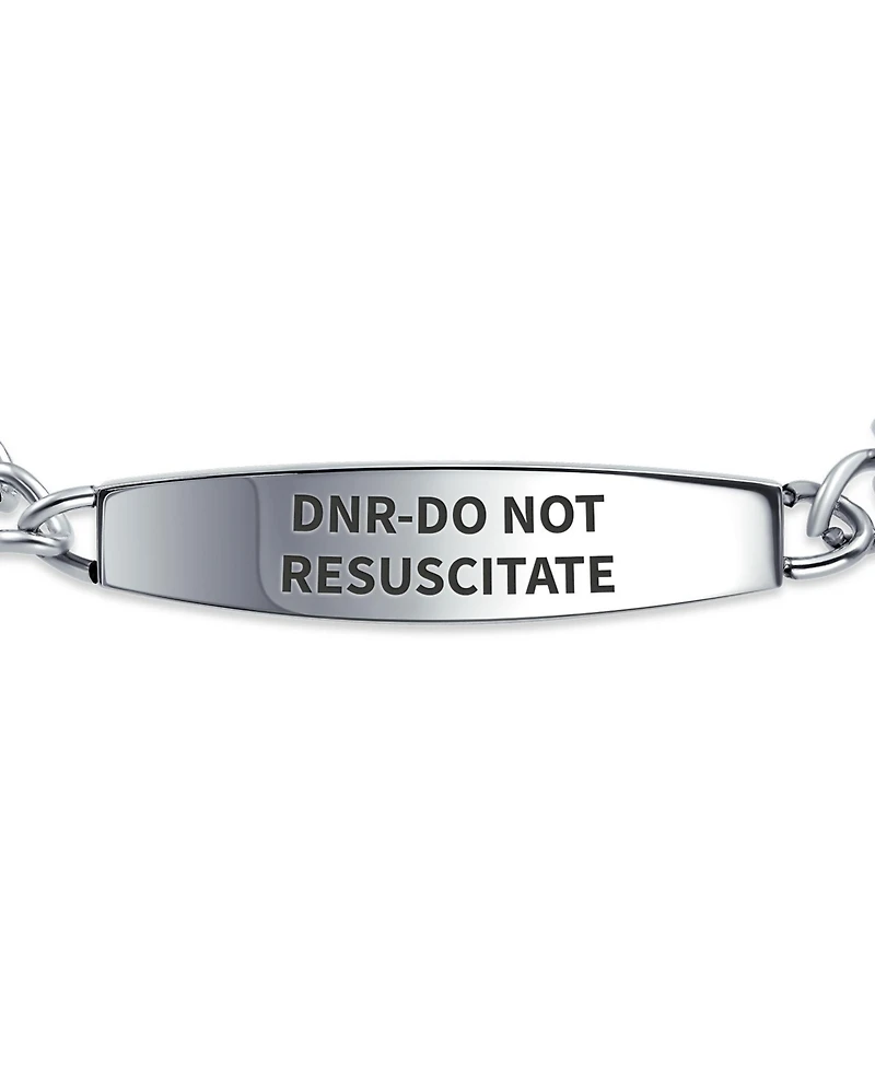 Bling Jewelry Dnr-Do Not Resuscitate Identification Medical Id Miami Cuban Link Chain Bracelet Stainless Steel 7.5 Inch