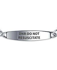 Bling Jewelry Dnr-Do Not Resuscitate Identification Medical Id Miami Cuban Link Chain Bracelet Stainless Steel 7.5 Inch