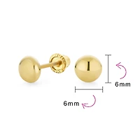 Bling Jewelry Classic Tiny Petite Premium 14K Yellow Gold Round Button Ball Stud Earrings Screw Back 4MM