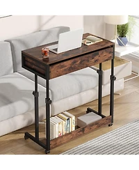 Tribesigns Portable Desk with Drawers, Mobile Laptop Wheels, Couch Sofa Side Table Bed Desk, Small Standing for Home Office