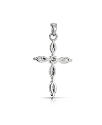 Bling Jewelry Exquisite Delicate Marquise Cubic Zirconia Religious Cross Pendant Necklace For Women 925 Sterling Silver
