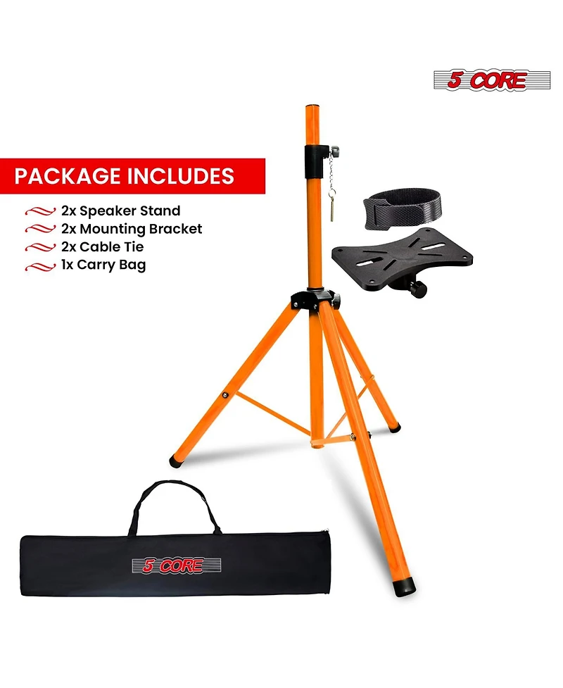 5 Core Speaker Stand Tripod Tall Adjustable 72 Inch Dj Pole Mount Studio Monitor Stands - Orange - 2PCS
