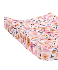 Lambs & Ivy Little Garden Ultra-Soft Pink Minky Floral Baby Changing Pad Cover