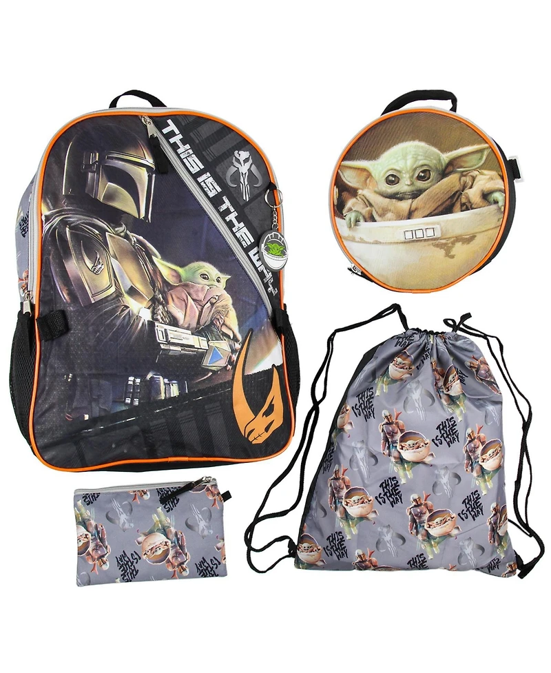 The Mandalorian Grogu Baby Yoda This Is The Way 5 Piece 16" Backpack Lunch Bag Mega Set