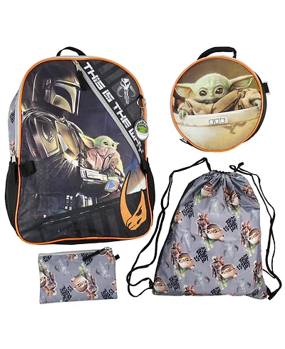 The Mandalorian Grogu Baby Yoda This Is The Way 5 Piece 16" Backpack Lunch Bag Mega Set
