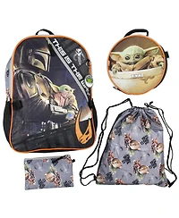 The Mandalorian Grogu Baby Yoda This Is The Way 5 Piece 16" Backpack Lunch Bag Mega Set