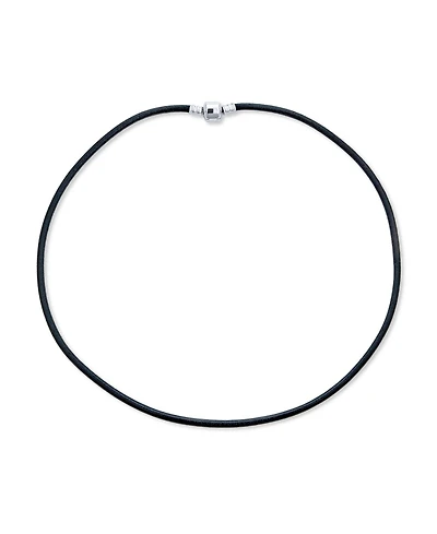 Bling Jewelry Smooth Black Leather Cord Necklace .925 Sterling Silver Barrel Clasp 18 Inch