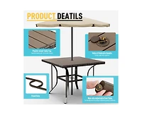 Pamapic 5-Piece Patio Outdoor Dining Set with Square Table and Rattan Swivel Chairs Green Cushion