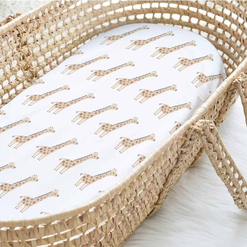 The Peanutshell Safari Neutral Bassinet Sheets for Newborn Baby Boy & Baby Girl, 4 Pack Set