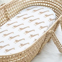 The Peanutshell Safari Neutral Bassinet Sheets for Newborn Baby Boy & Baby Girl, 4 Pack Set