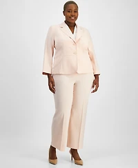 Le Suit Plus Size Two-Button Jacket & Pant Suit Set