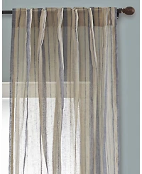 Ihi Home Bay Stripe Linen Sheer Curtain Panel