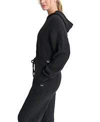 Dkny Sport Women's Cable-Knit Pullover Hooded Sweater
