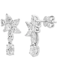 Effy Lab Grown Diamond Mixed-Cut Flower Motif Drop Earrings (3 ct. t.w.) in 14k White Gold