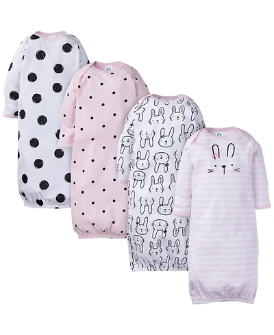 Gerber Baby Girls 4-Pack Gowns, Golden Floral, 0-6 Months