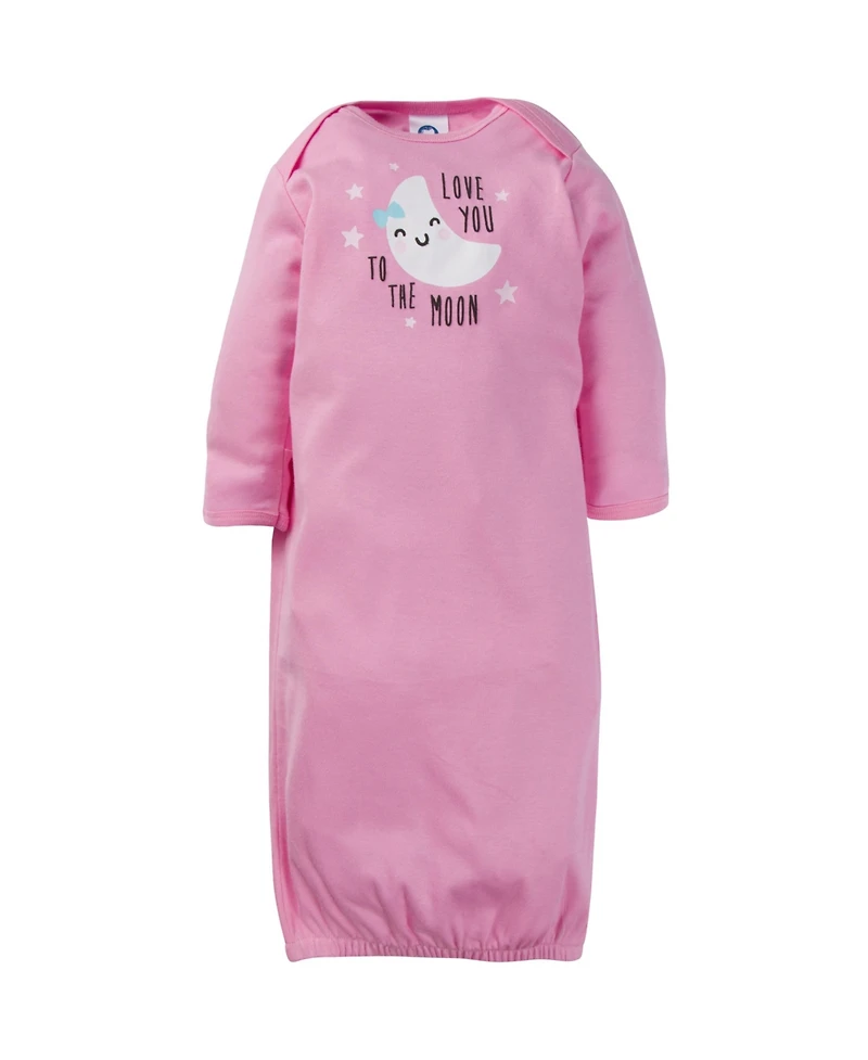 Gerber Baby Girls 4-Pack Gowns, Golden Floral, 0-6 Months