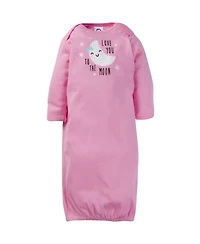 Gerber Baby Girls 4-Pack Gowns, Golden Floral, 0-6 Months