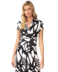 HotSquash London Women's Faux-Wrap Wide Leg Jumpsuit