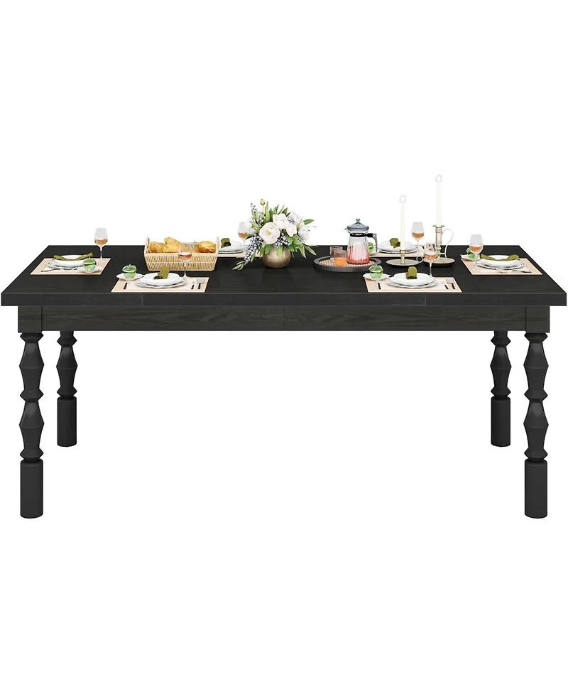 Tribesigns 62” Wood Dining Table for 4-6 People, Farmhouse Large Rectangle Kitchen Table