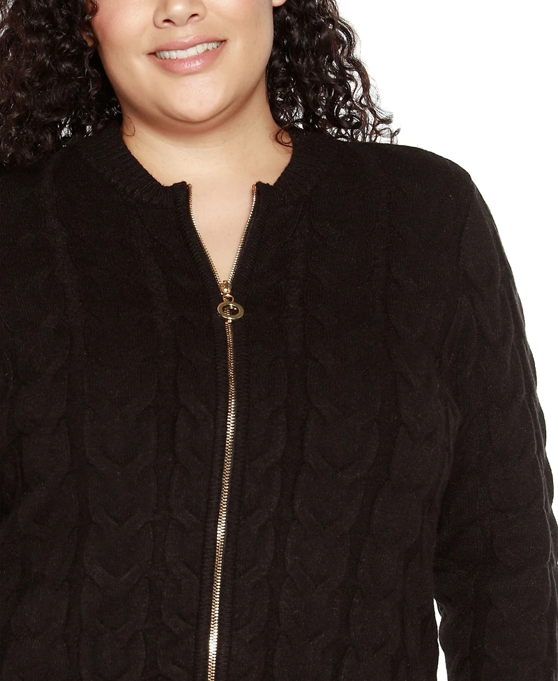 Belldini Black Label Plus Zip Cable Sweater