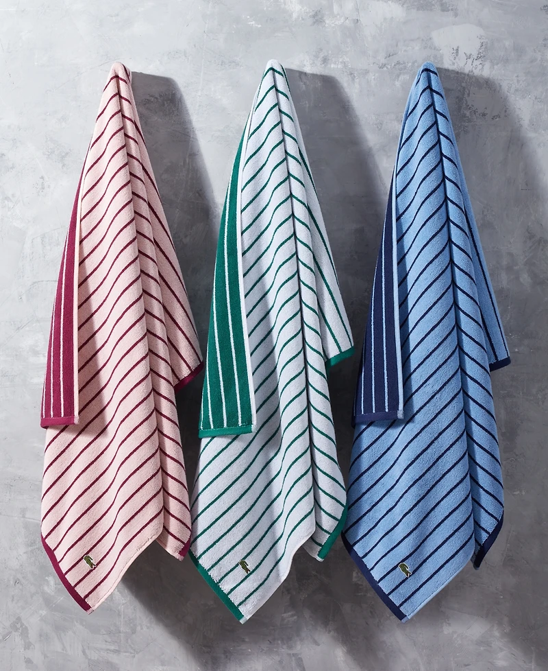 Lacoste Home Centre Mark Cotton Jacquard Stripe Bath Towel, 30" x 52"