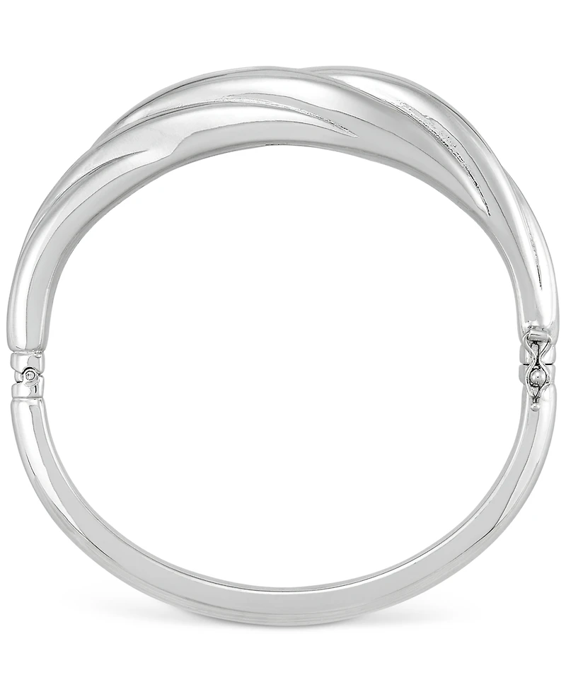 Polished Shrimp-Style Hinged Bangle Bracelet in Sterling Silver