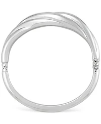 Polished Shrimp-Style Hinged Bangle Bracelet in Sterling Silver
